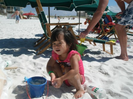 Karis playing in the sand
